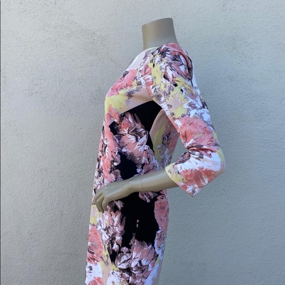 Bar III Casual Dress - Bodycon: Pink Floral Dress - Picture 6 of 8